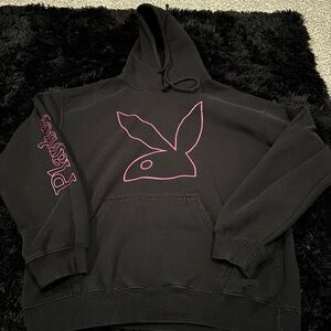 PLAYBOY Black Hoodie with Pink Logo